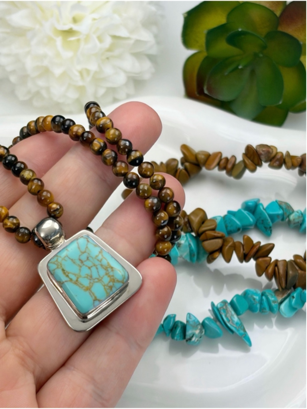 Vintage Sterling Silver 925 Turquoise Mexico Pendant Jewelry Set Lot